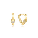 gold mini heart hoop 14k gold plating + 925 silver earrings E069-04G