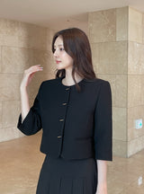 Luman Three Quarter Crop Tweed Jacket