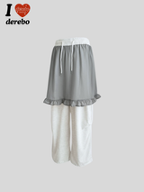 シフォンラップレイヤードバンディングパンツ