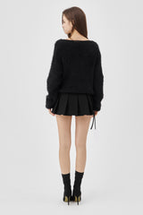 Classic sugarplum hairy cardigan, Black