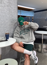 Urban Boston Embroidery Double Middle Overfit Hoodie