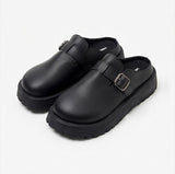 Buckle Round-Toe Clogs Black