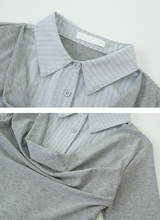 #FZ Stripe Shirt Layered Drape T-Shirt (2color)