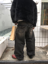 No.1538 A pocket wide black denim PT