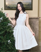 [LADY LINE] Ophelia Ribbon Point Sleeveless Midi Balloon Dress White