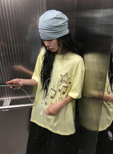 Koge Star Musical Note Printing Loose Fit Short Sleeve Tee