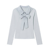 Lydia Check Ribbon Collar Tee