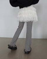 ストライプニットフリルブーツカットパンツ