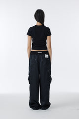 FLOWER CROP TOP (BLACK)