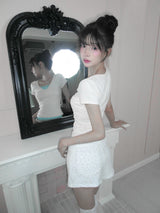 [Limited quantity] Coquette Lace Shirred Fold-Over Shorts