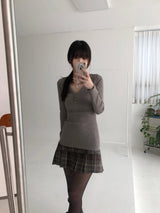 Top checkered pleats skirt (one color)