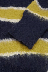 Wavy color block wool zip-up knit
