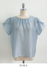 Muse Round Neck Shirred Tulip Blouse