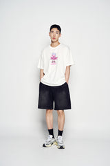 25SS WIDE BASIC DENIM SHORT PANTS BLACK