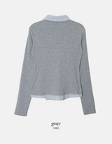 #FZ Stripe Shirt Layered Drape T-Shirt (2color)