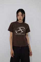 Big Graphic Logo Crop Tee Brown