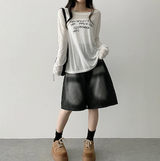 Alling lettering shoulder long sleeve tee