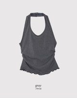 Strap Halter Neck Warm Shirring Sleeveless (2color)
