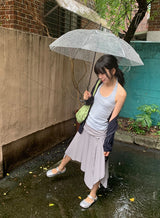 ウーツ ストライプ フォールディング レイヤード ミディ スカート