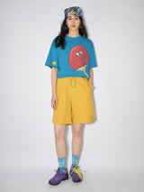 Mesh panel printed casual shorts