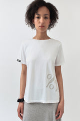 %% ロゴロールアップTシャツ / ホワイト