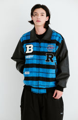 STAR B VARSITY JACKET STRIPE BLUE