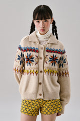 グリッドジャカードカーディガン [Beige]