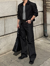 Herringbone denim flare pants