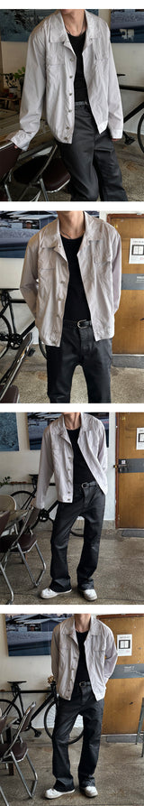 [Unisex]サテンタッカーシャツジャケット(2color)