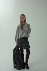 HIGH-NECK ZIP-UP SWEATSHIRT_MELANGE GRAY