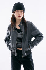 Nathan crack leather jacket