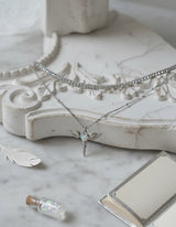[NMIXX Jiwoo Necklace/Anti-tarnish] Angelic Wand Layered Necklace - Silver Color