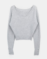 Rudan Lip-Neck Button Knit