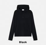 Mude Loose Fit Henley Neck Long Sleeve Hoodie