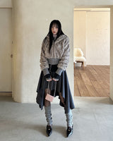 Bunny Cropped Fur Hooded Jumper