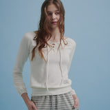 Lace Up Long T-shirt (White)