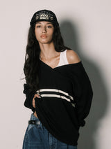 COZY VネックL/S (ブラック)