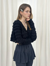 LACE STRAP CARDIGAN / BLACK