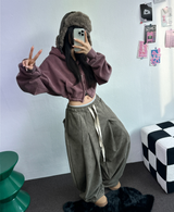 ソフティ💍💎スエードバルーンロングパンツ🩶🤎🖤3カラー
