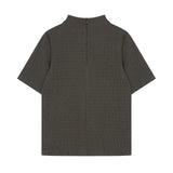 Back Zipper Wrinkle Tee Brown