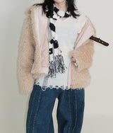 レイチェル 2ベルトディテールショート丈ファージャケット (Lining Quilted)