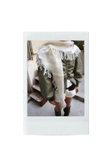 Fringe triangle shawl muffler