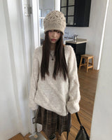 Nahi Bouclé Loose Round-Neck Knit
