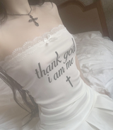 Thankstoo レースチューブトップ (White)