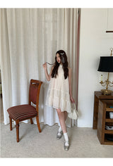 Lemon tea halterneck flare sleeveless dress