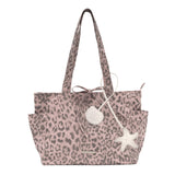 Pink leopard print girl Large-capacity denim tote