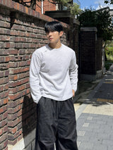 ワッフルダイアゴナルボタンクロップロングスリーブTシャツ
