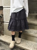 Ello Check Frill Midi Skirt (2c)