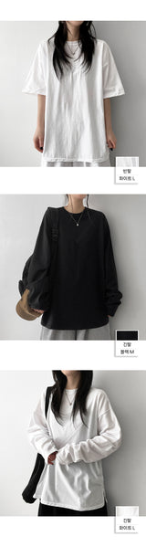 Road Slit Layered Short-Sleeved T-Shirt Long-Sleeved T-Shirt