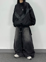 zipper carpenter double-knee pants
